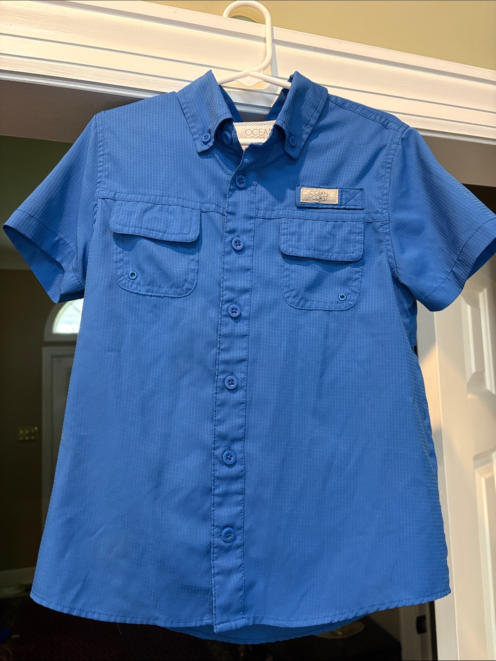 Ocean Current Boys' Short-Sleeve Button-Down Shirt in Bright Blue